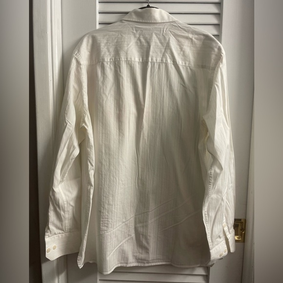 Perry Ellis White On White Textured Pinstripe Long sleeve button down -Size L - Picture 7 of 9
